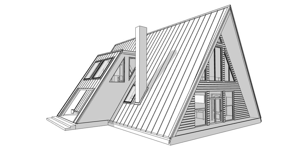 64’x50’ 2-Beds 3-Baths Charming A-Frame Architectural Build Plans PDF Download