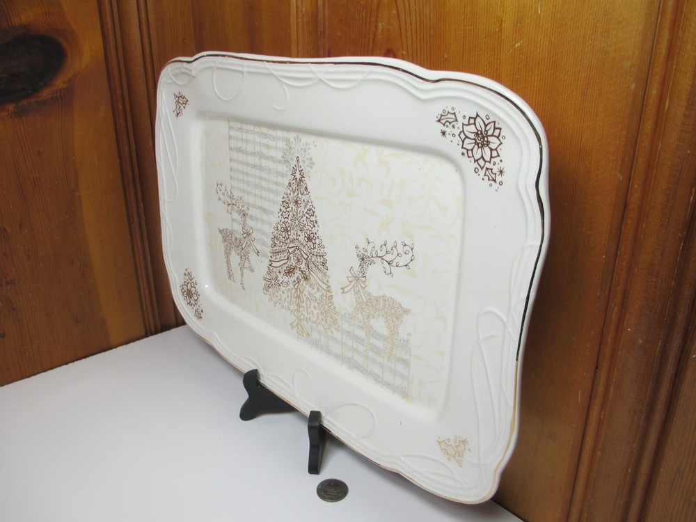 Cracker Barrel Treetops Glisten Christmas 15"x11" Rectangular Platter Tree