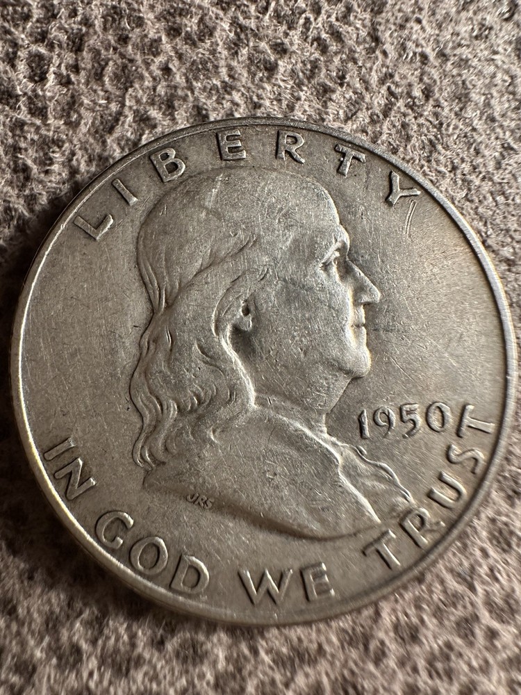 1950 Franklin Half Dollar, 90% Silver, Free Shipping.