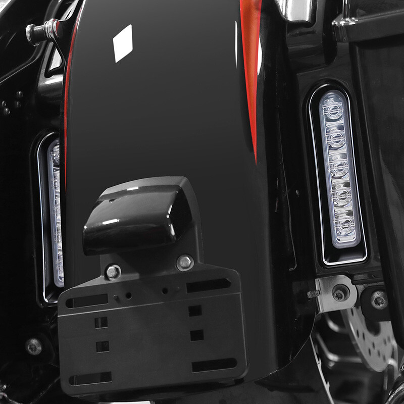 Chrome Saddlebag LED Inserts Support Tail Light Fit For Harley Touring 14-23