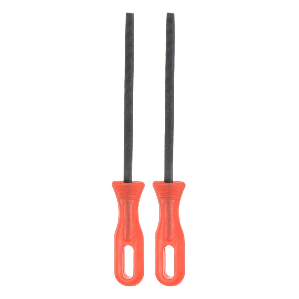 2pcs Triangular File 4" Bearing Steel Hand Rasp Files W Red Plastic Handle