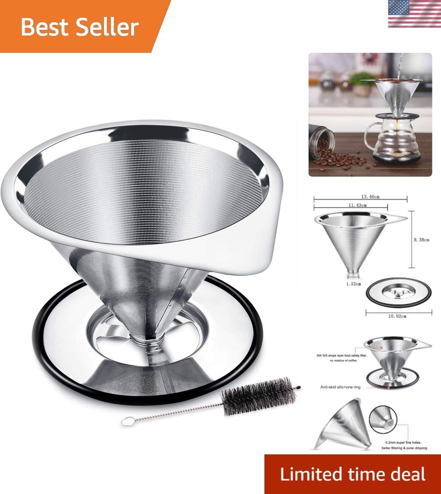 Stainless Steel Pour Over Coffee Dripper - Eco-Friendly & Reusable