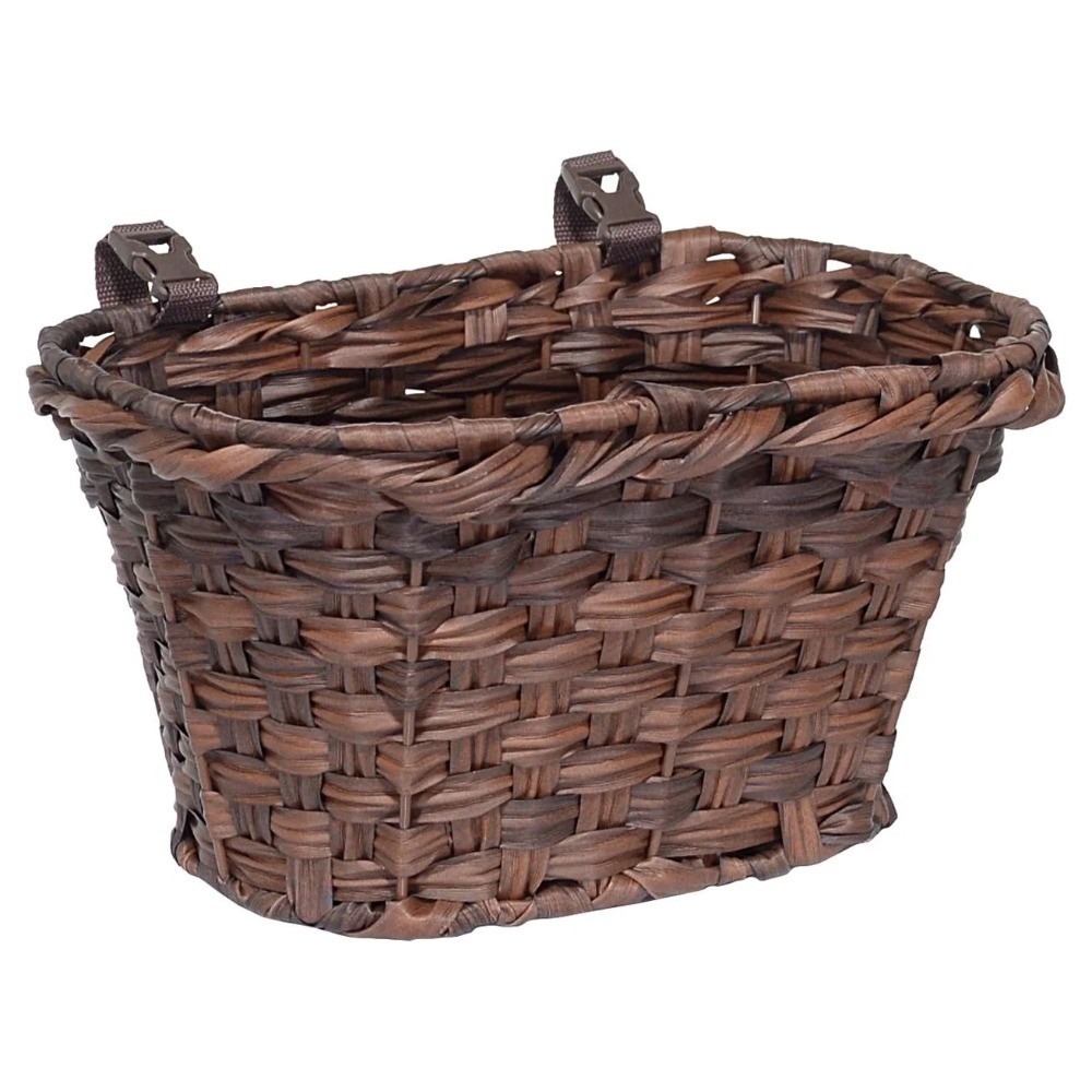Woven Front Mount Bicycle Basket with Adjustable Straps Brown