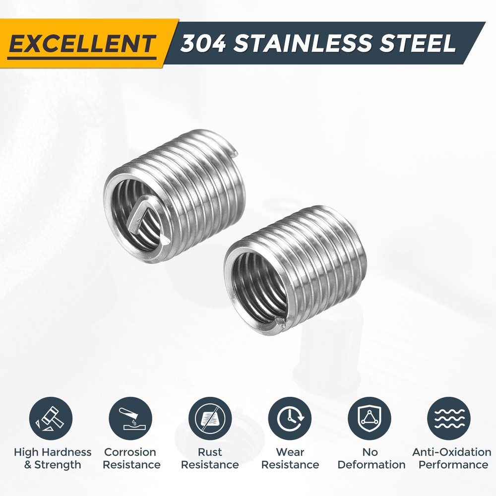 25pcs Wire Thread Inserts M6 x 1 x 2D Metric Helical Threaded Sleeve