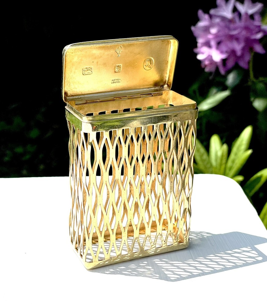 Asprey Solid Sterling Silver Gilt Hallmarked Cigarette Packet Case Holder