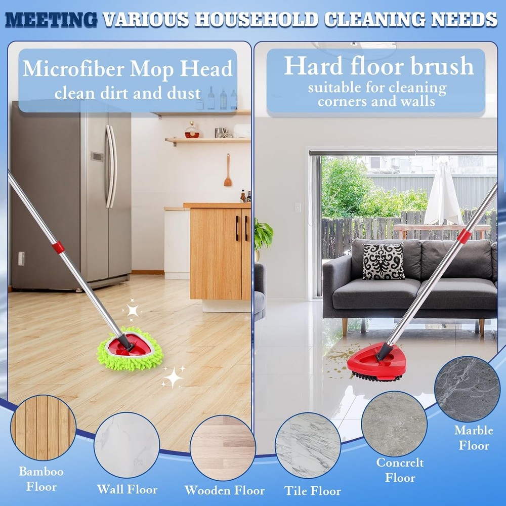 Spin Mop Refill Set 1 Brush 1 Base 4 Microfiber Heads
