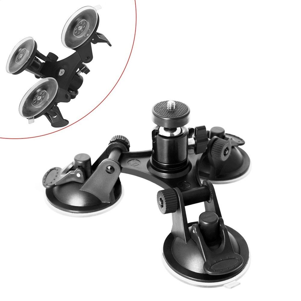 Triple Cup DSLR Camera Suction Mount /w Ball Head