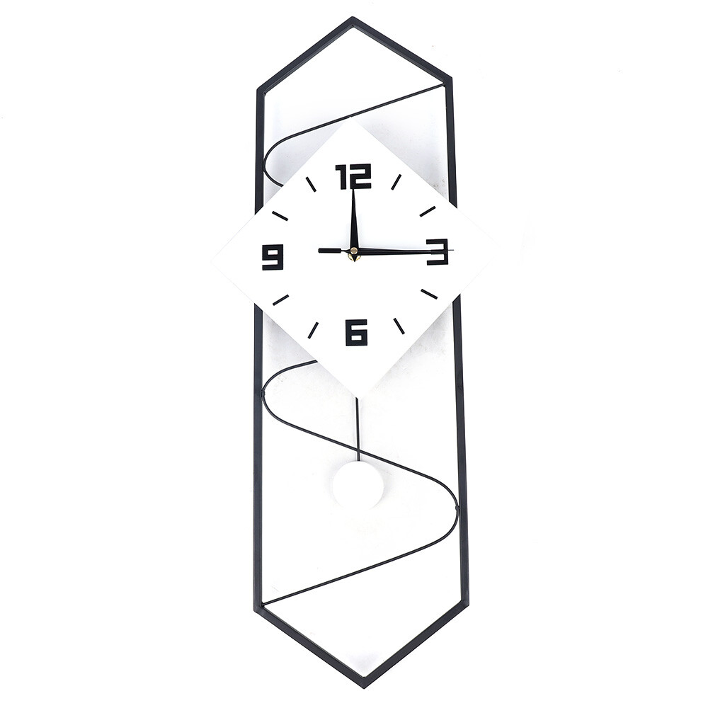 Wall Clock Modern Pendulum Wall Clock with Silent Movement Metal+ Solid Wood