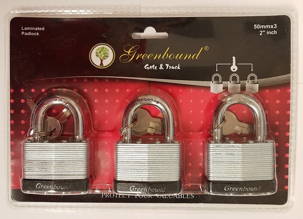 3pc Heavy Steel Padlock Security Lock 50mm Storage Keyed Alike 2" Rust Resistant