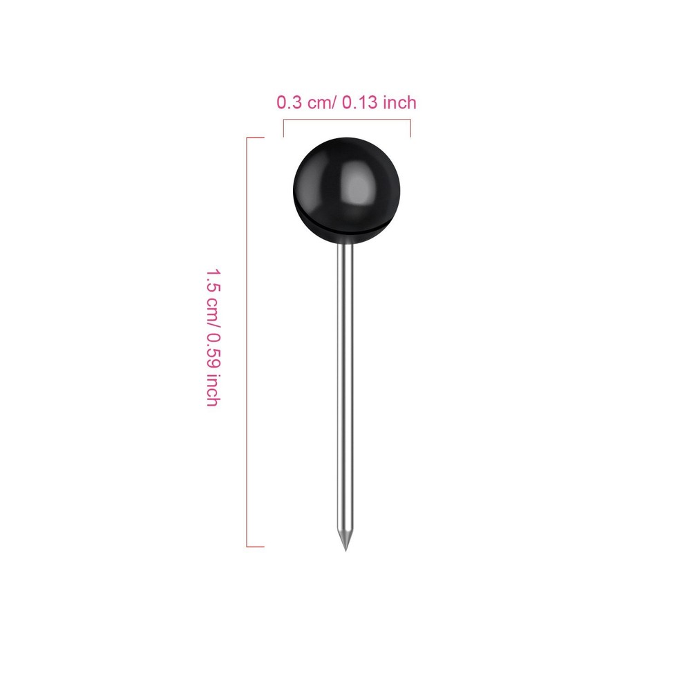 500 Pack Map Push Pins Bulk 1/8 Inch Black Tacks 1/ 8 Inch,