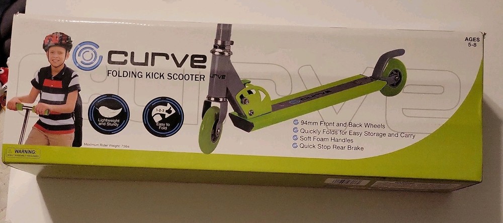Curve Folding Kick Scooter Green New in Box