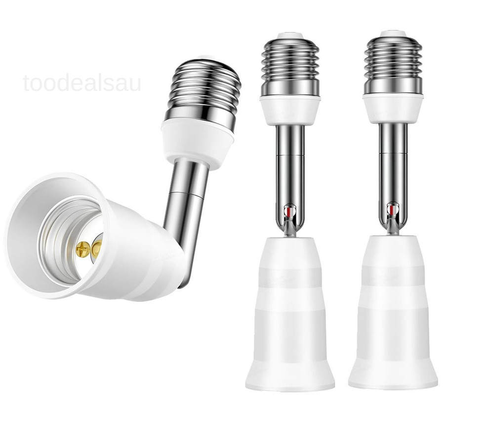 E26/E27 Light Socket Extender, 4.5 Inch Extension white