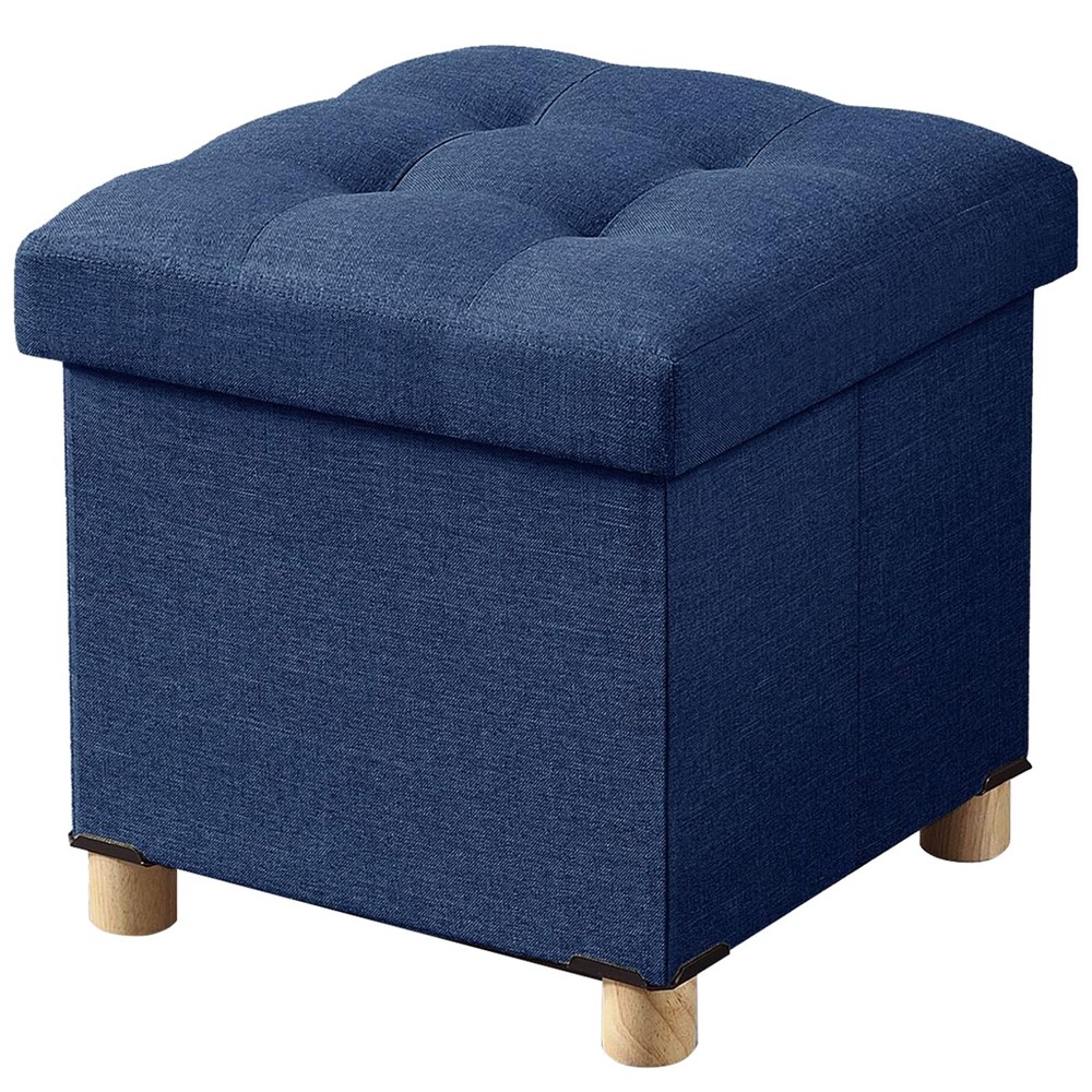 BRIAN & DANY Ottoman with Storage, Small Storage 15"x15"x15", Blue