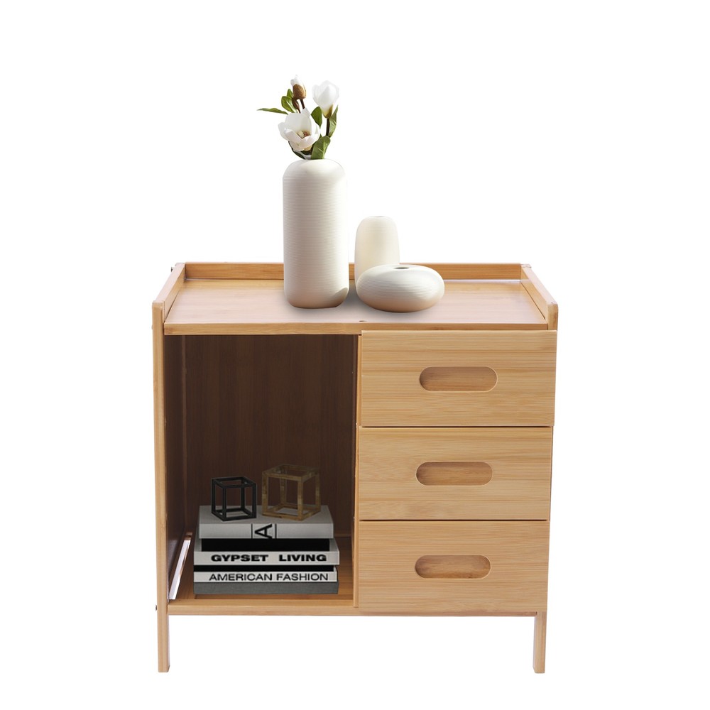 3-Tier Bedside Table Nightstand Bedroom End Side Organizer Drawer Storage Box