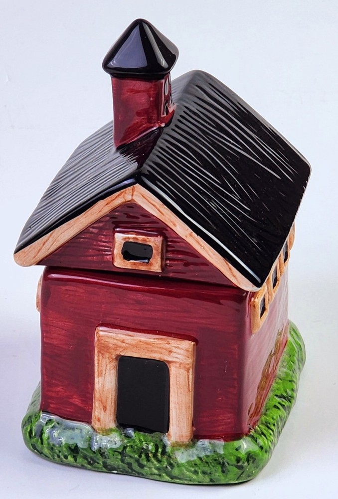 SAKURA Barns Figural Sugar Bowl, Embossed/Textured Red Barn