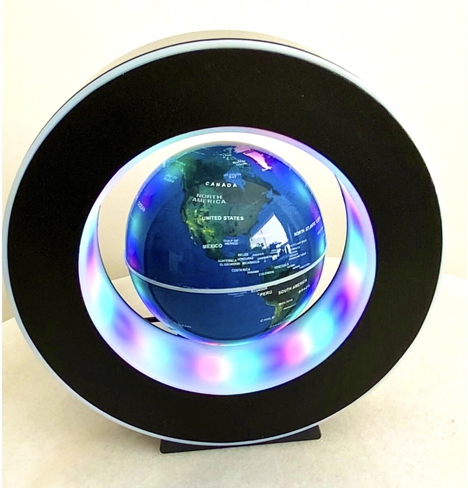 Magnetic LED table Lamp, Rotating/spinning Globe with educational world map