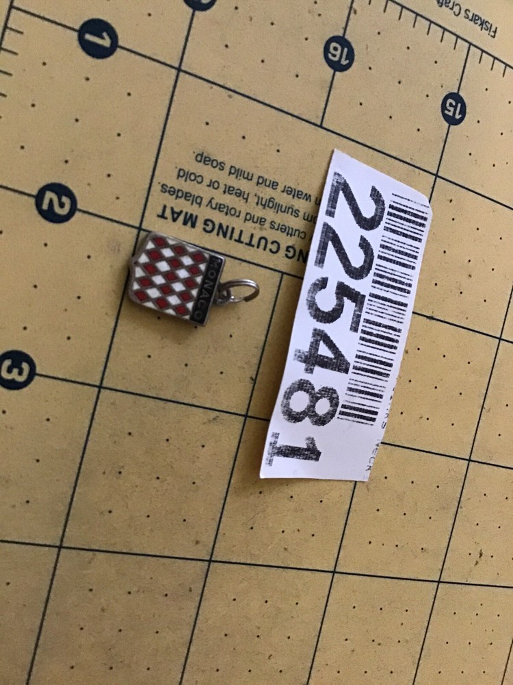 Vintage MONACO ~ SMALL SHIELD ~ Silver & ENAMEL Charm