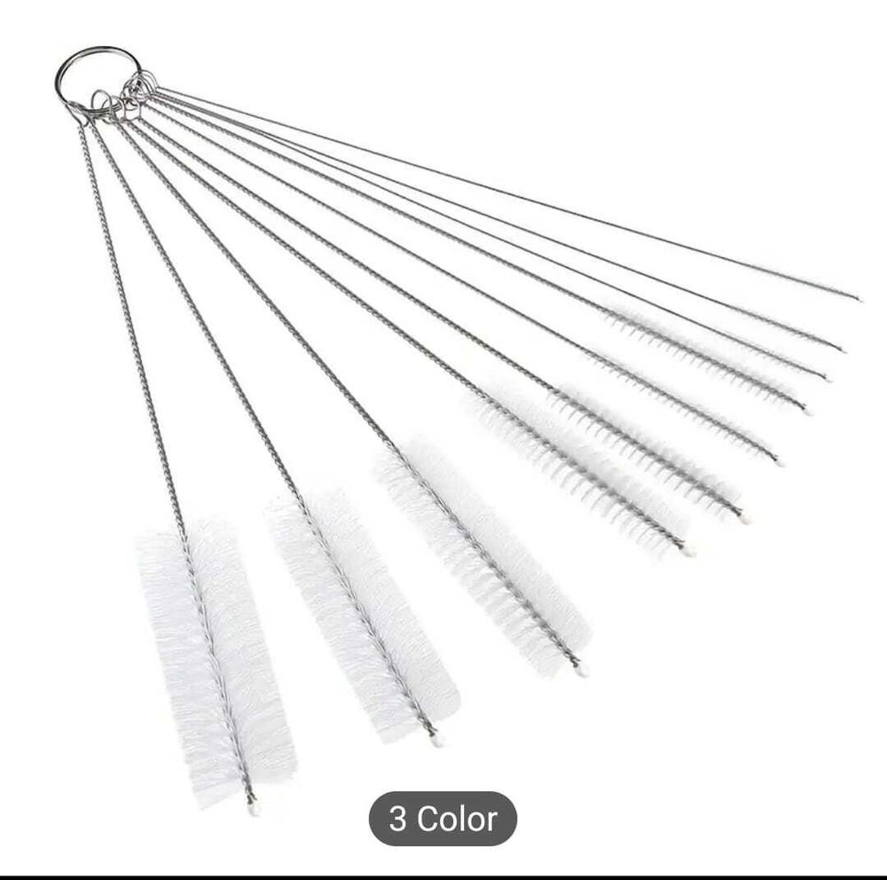 WHITE CLEANERS 10PC LONG ABRASIVE METAL BRUSH SET VARIOUS DIAMETERS