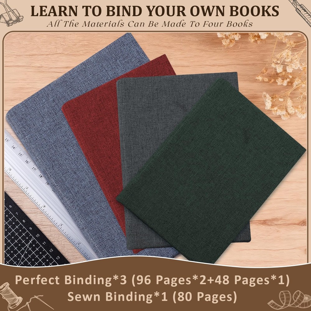 145Pcs Book Binding Kits for Beginners, Making Kit A5, Multicolor