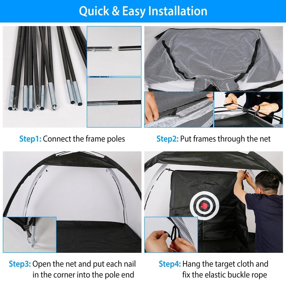 Golf Practice Net 78in Golf Hitting Training Aids Nets with Target and Carry Bag