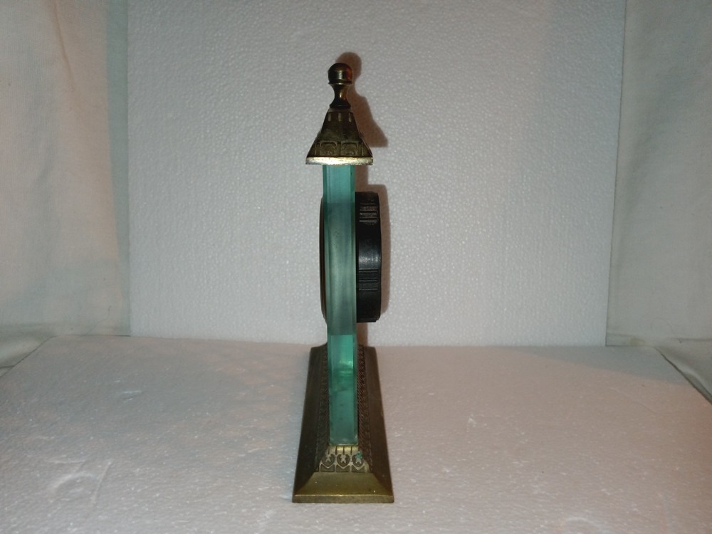 Glass And Brass Quartz Mantle Clock