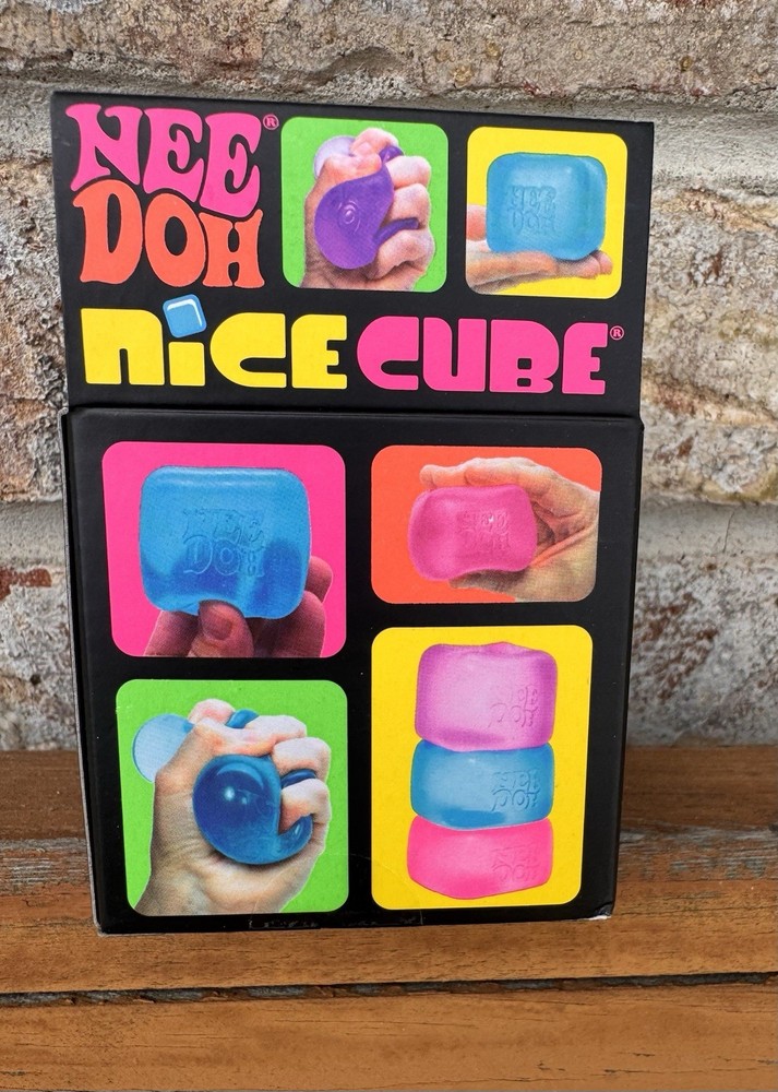 Nee Doh Nice Cube Super Solid Squish! - Blue Purple Pink - Brand New w Display!