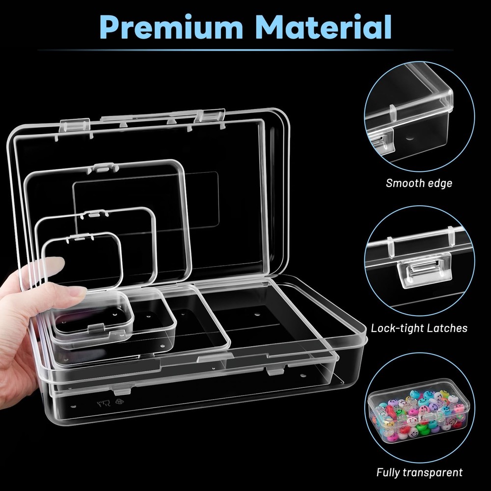 Mauproy 28 Pack Mixed Sizes Small Plastic Storage 5 (28Pcs), Clear