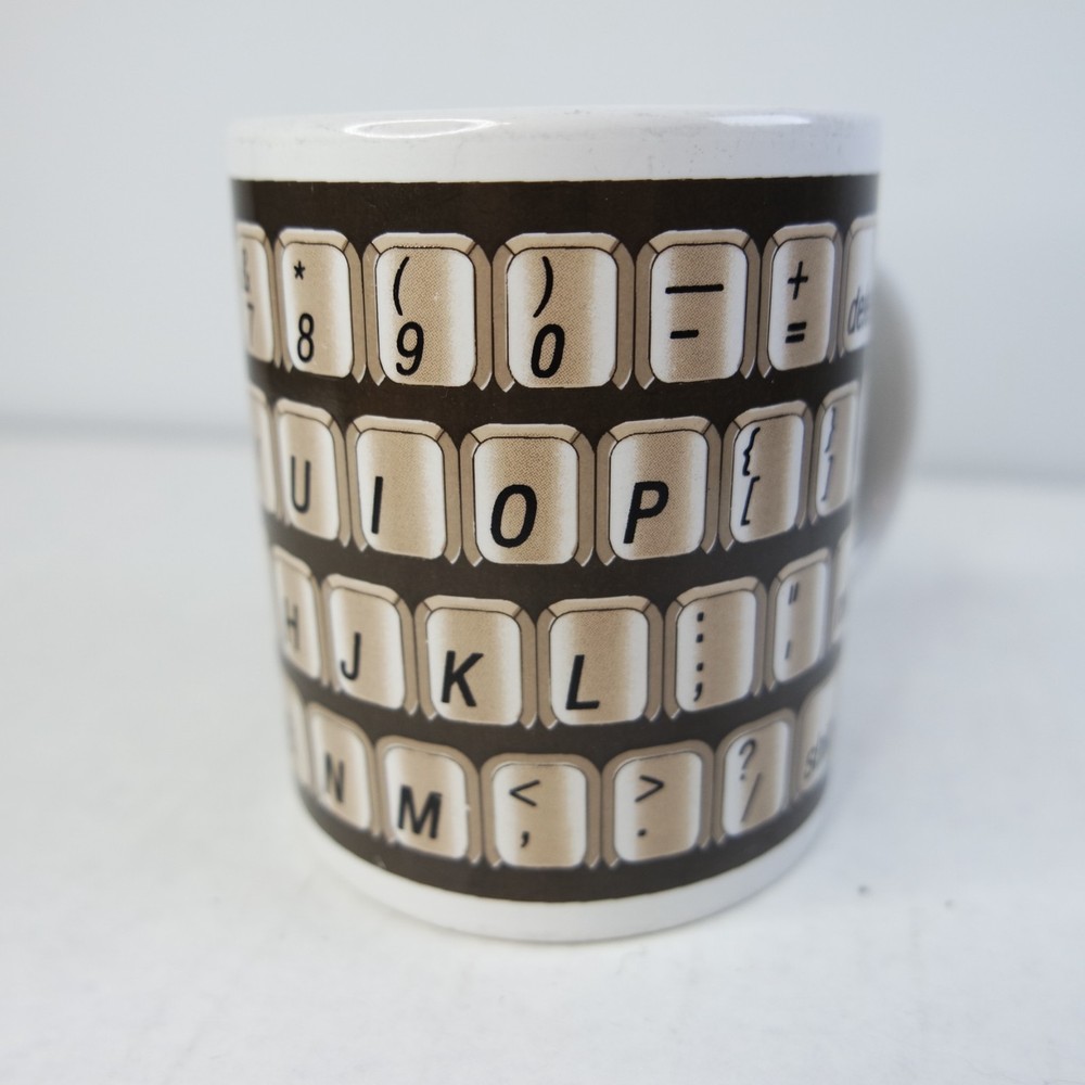 VTG Retro 80s 90s Computer Keyboard SEi Coffee Cup Mug Ceramic Brown Black