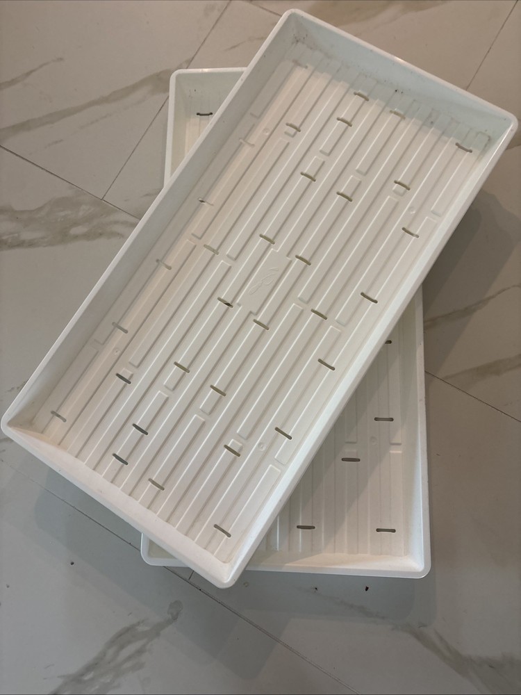 White Microgreens Trays with Slits for Drainage and Germination 2 Pack