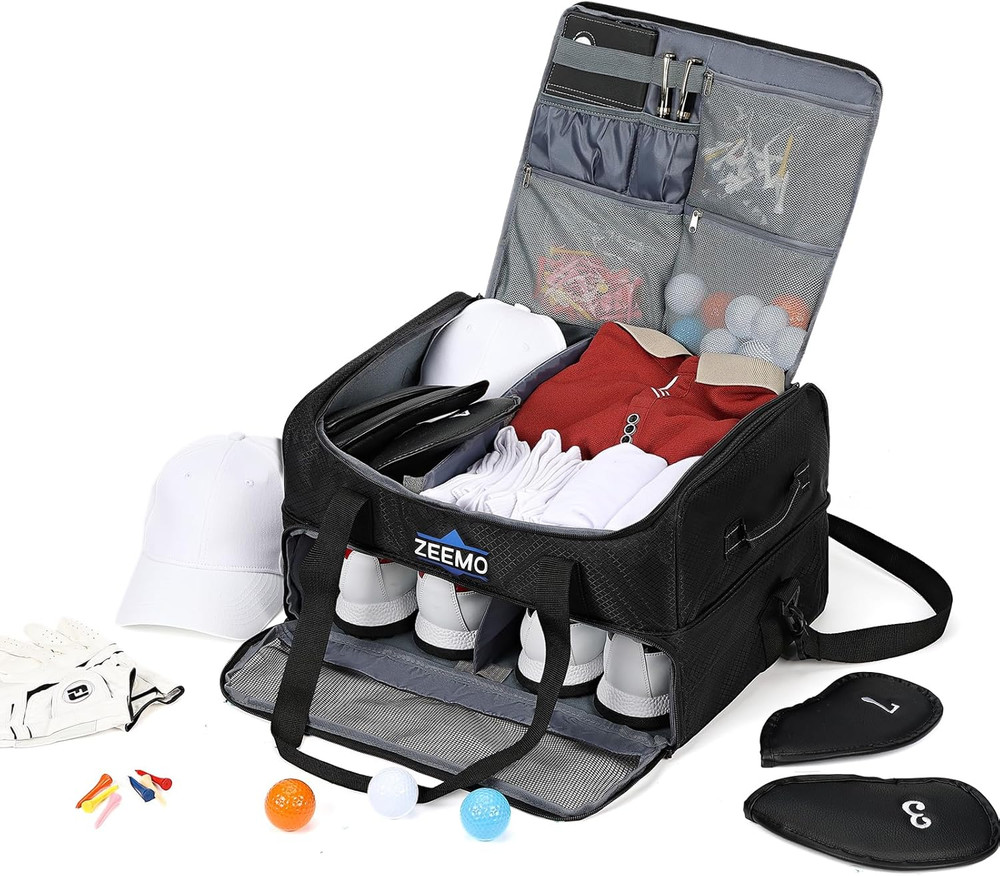 Golf Trunk Organizer, 2 Layer Car Locker with Ventilated Compartment for 2 Pair