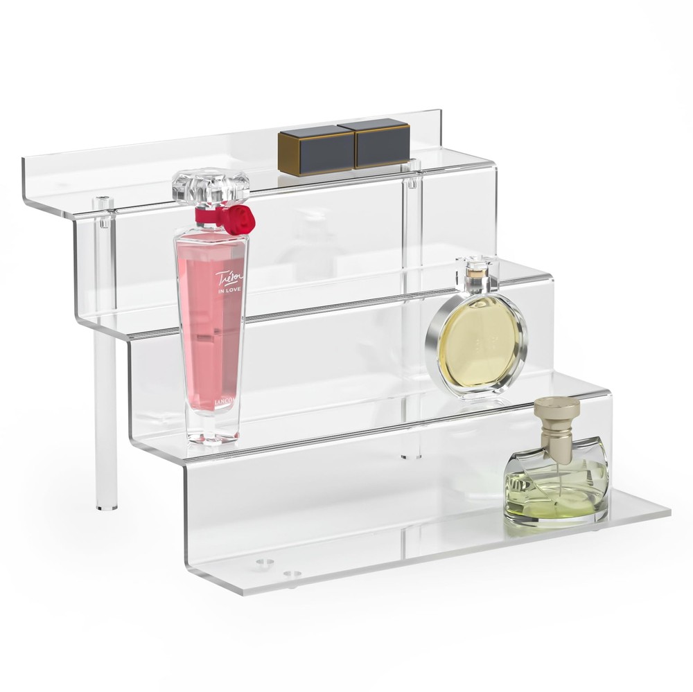 4-Tier Acrylic Display Riser Shelf Perfume Organizer for Cupcake Figures Dessert