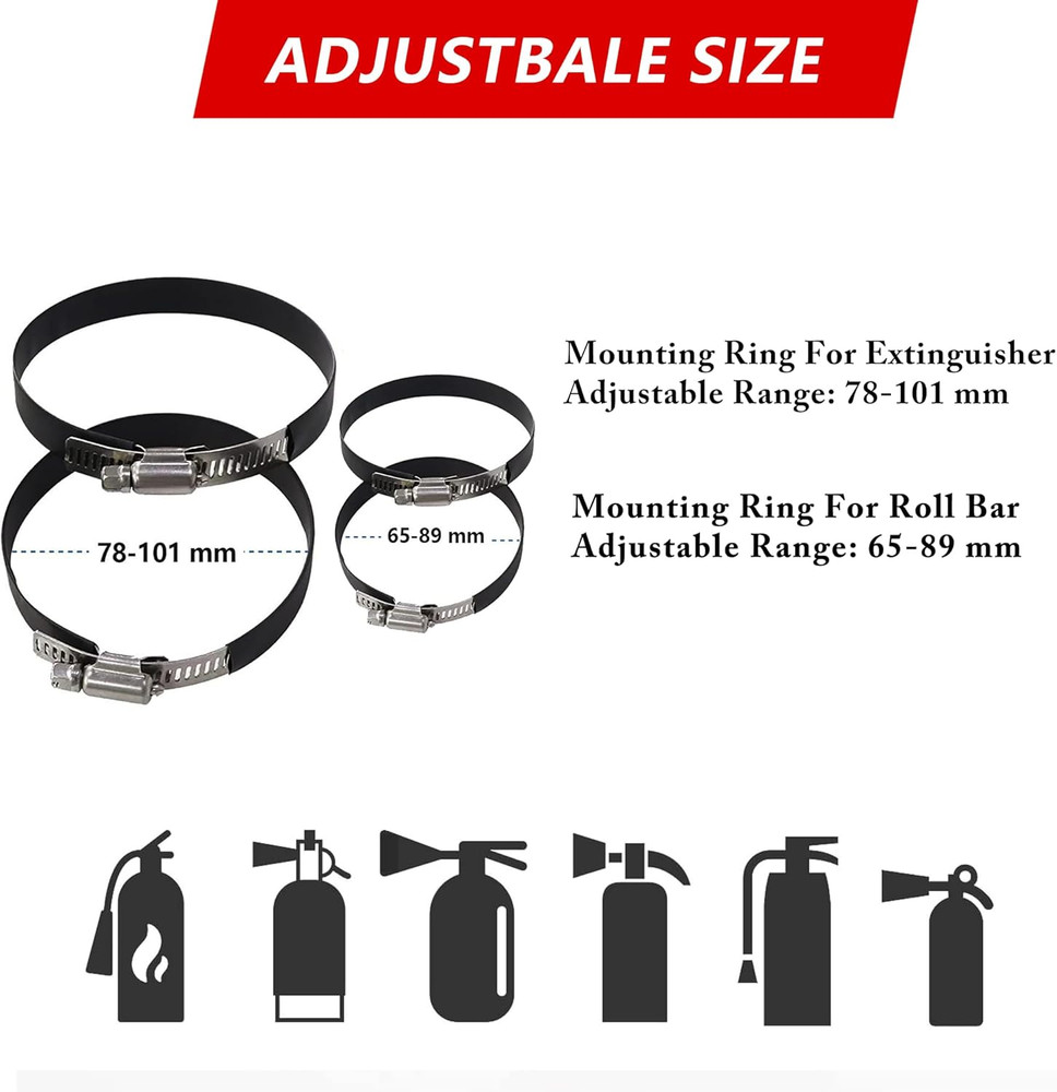 Quick Release Fire Extinguisher Mount - Aluminum Adjustable UTV Roll Bar Fire...