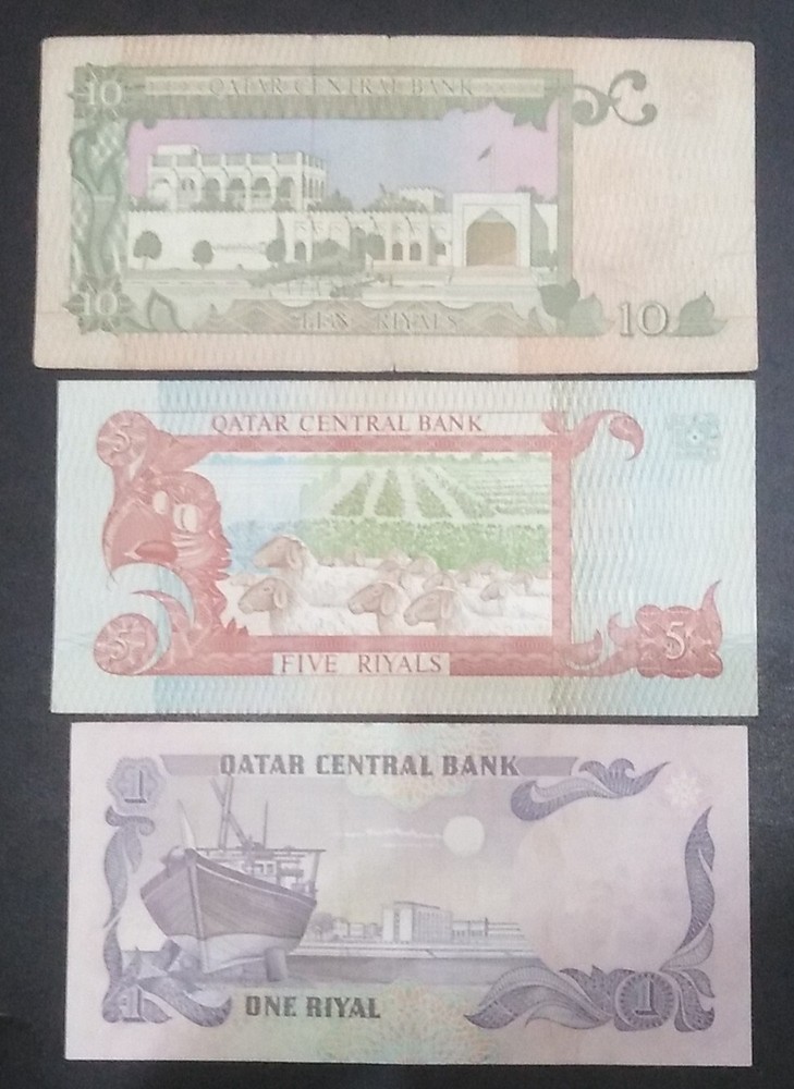 QATAR 1-5-10 Riyals 1980