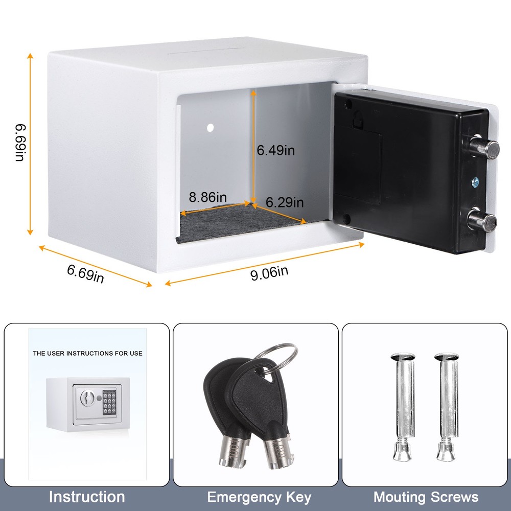 Small Safe Box Security Safe Box with Combination Lock Alarm System White