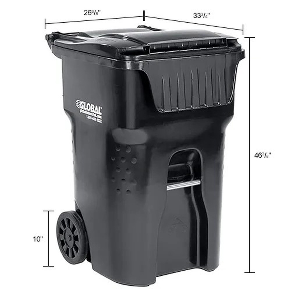 Global Industrial? Mobile Trash Container, 95 Gallon, Black