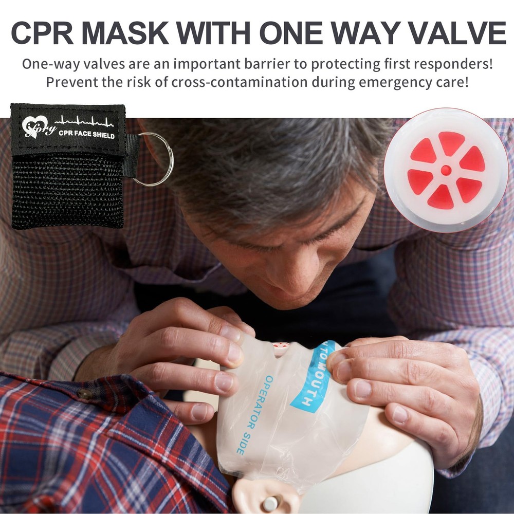 CPR Face Shield with Keyring (100 Pack), CPR Pocket for Kit, CPR Keychain Fac...