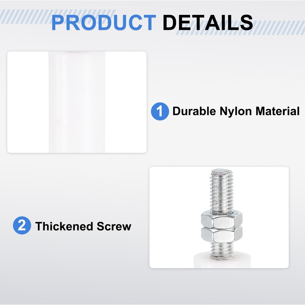 2Pcs Slide Gate Guide Roller 3" Nylon Sliding Gate Support Assembly, White