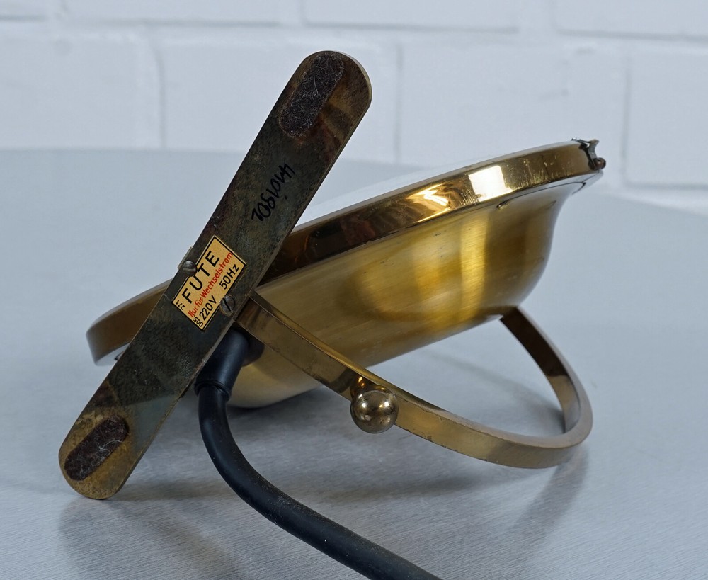 elegant FUTE brass clock table clock electric with creeping second 1950s