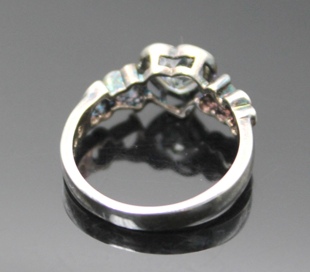 BEAUTIFUL HALLMARKED OPEN HEART CZ STERLING SILVER RING 8''