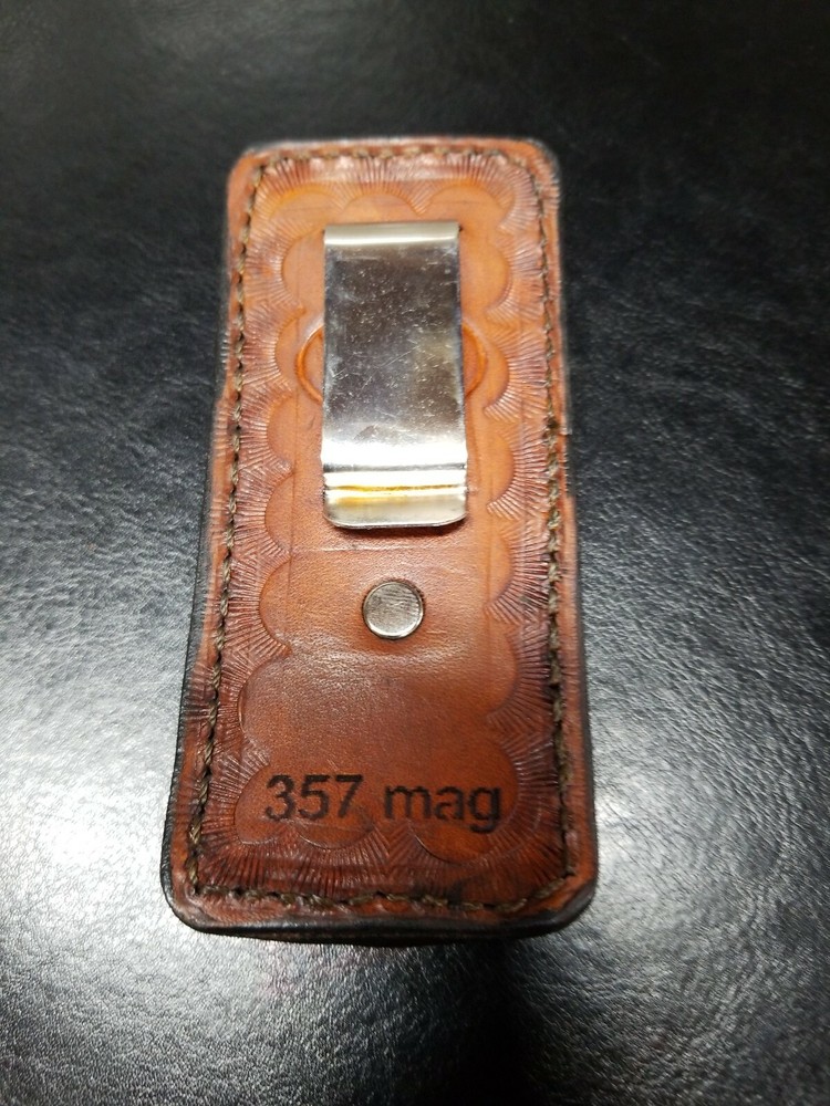 357 /38 Belt Clip Ammo Loops. Leather