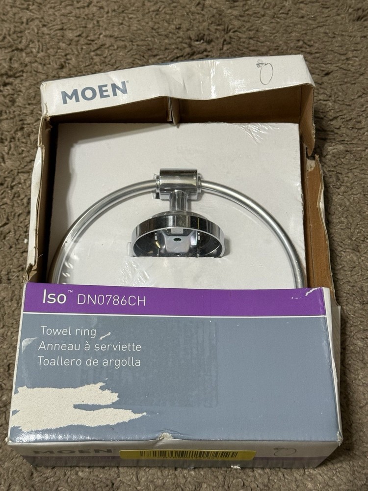 Moen Iso Towel Ring Chrome Wall Mount Modern Round Bathroom Holder DN0786CH