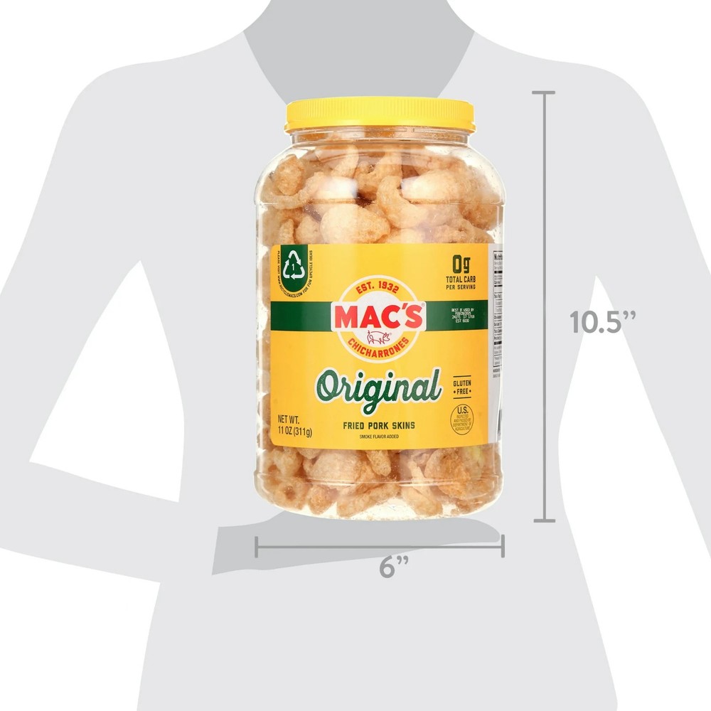 Mac's Original Fried Pork Skins 11oz Barrel