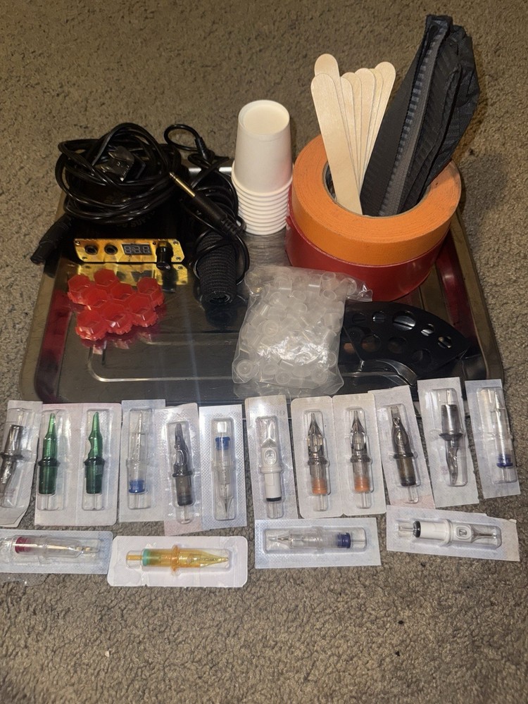 Dynamic Adjustable Tattoo Kit Power Supply Ink Needles Cups