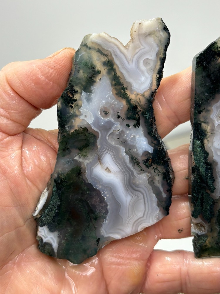 Semi-translucent Moss Agate Slabs Cabbing Lapidary Combo Ship Avail