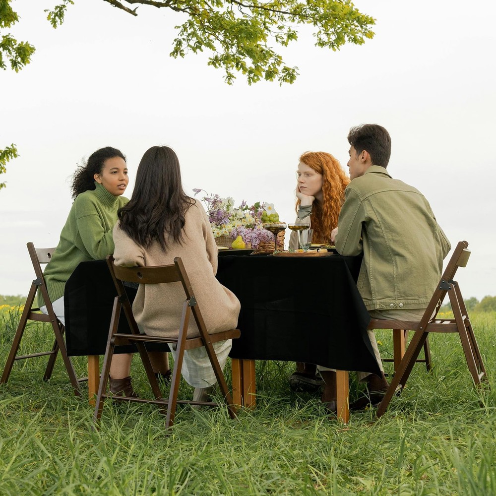 Rectangular Black Table Cloth - 6 Pack Washable Polyester Cover for Dining