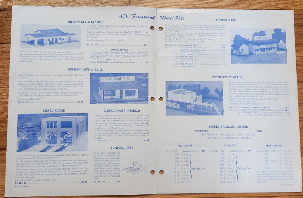 Ayers Scale Models Catalog #12 HO Foreground Model Kits 1953