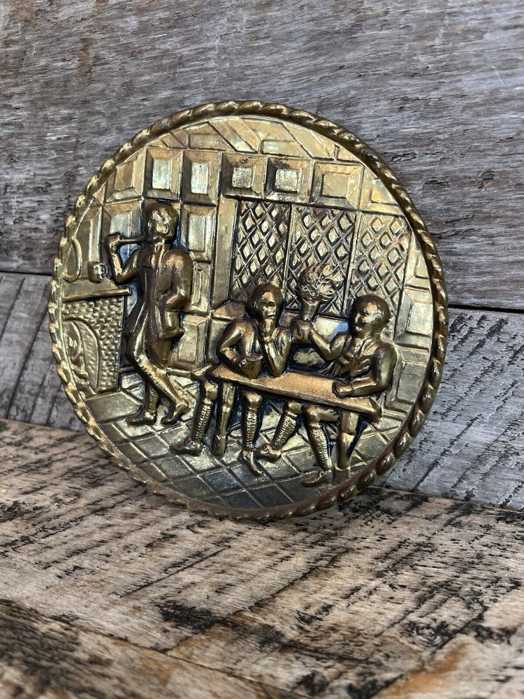 Copper Brass Stamped Wall Container Bar Pub Scene