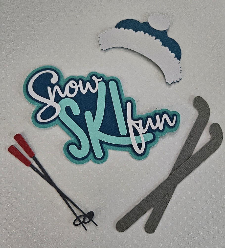 Snow Ski Fun Title Set. Scrapbook, Card Making Paper Piecing