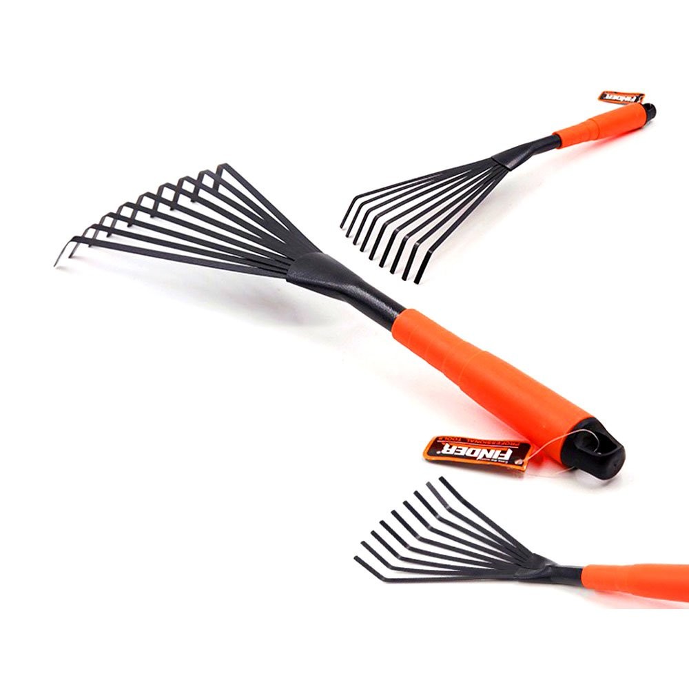 Steel Hand Rake Soil Tiller with Ergonomic Handle, Small Leaf Rake Great for ...