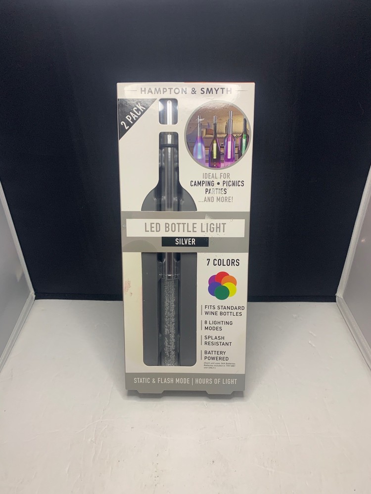 Hampton & Smyth LED Bottle Light - 2 Pack Silver-Size Standard Wine Bottle